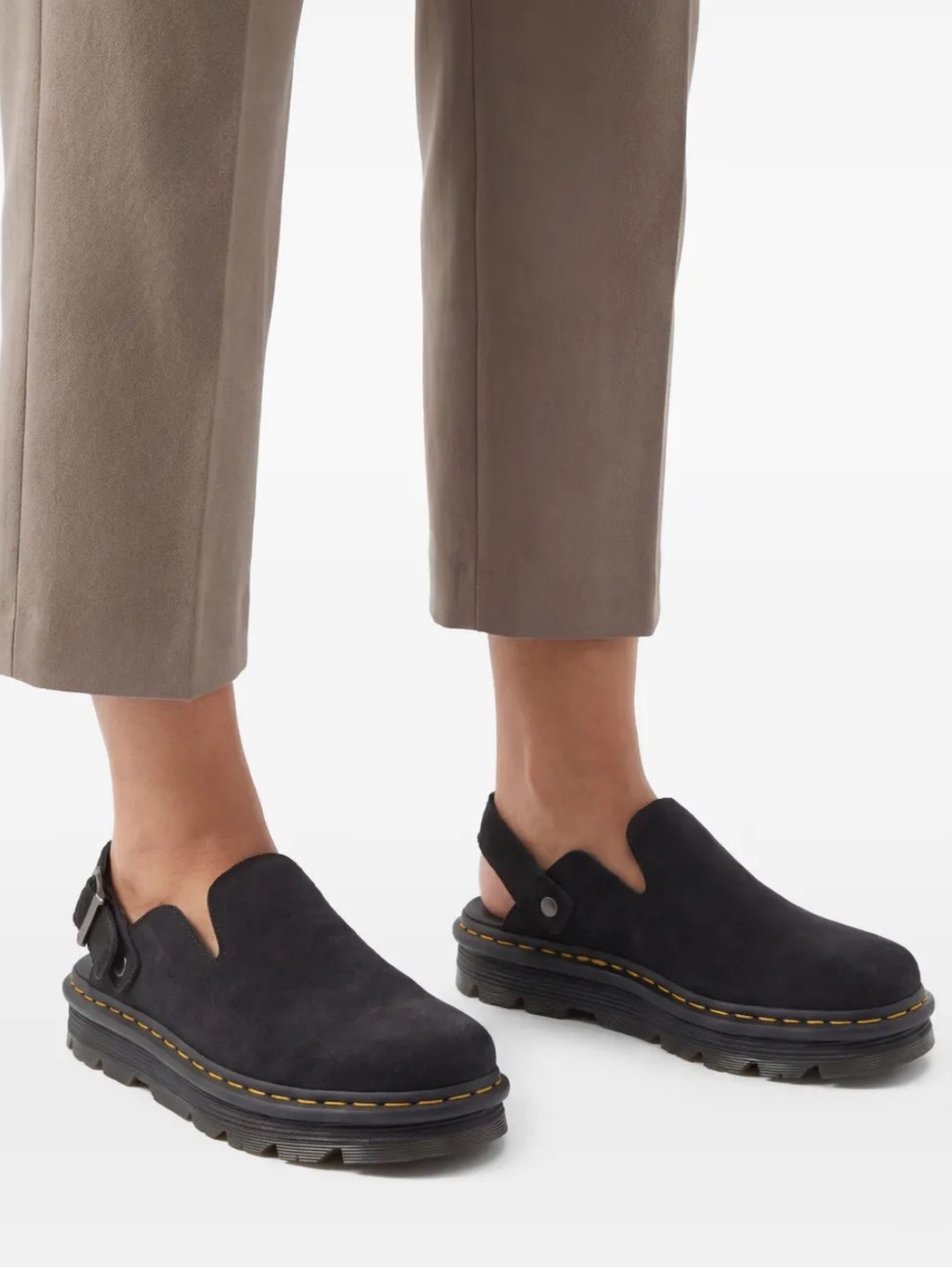Dr. Martens ZEBZAG Mule Black Suede Slingback Platform Sandals Unisex M10 L 11